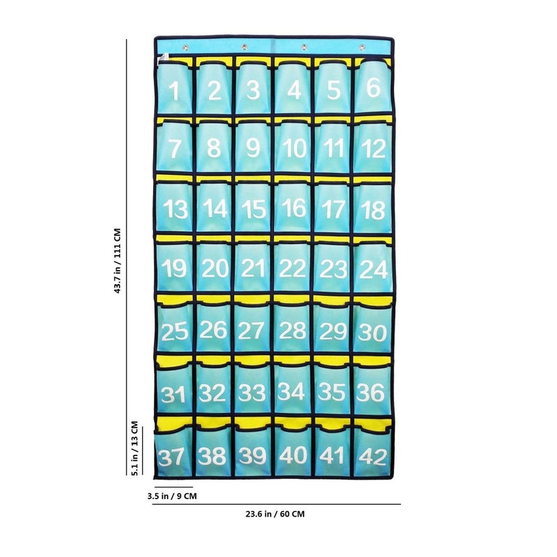 ANIZER Numbered Classroom Pocket Chart Hanging Organizer for Cell Phones Calculator Holders (42 Pockets) - Image 3